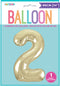 CHAMPAGNE GOLD "2" NUMERAL FOIL BALLOON 86CM (34")